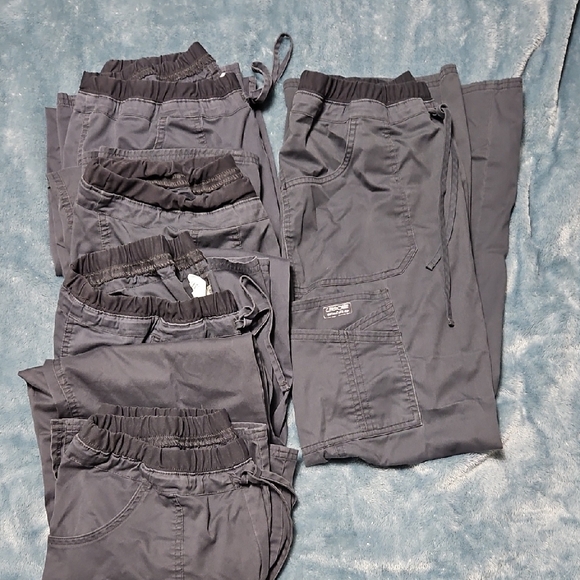 Cherokee Workwear Pants - Women's Drawstring Cargo Scrub Pants - Gray